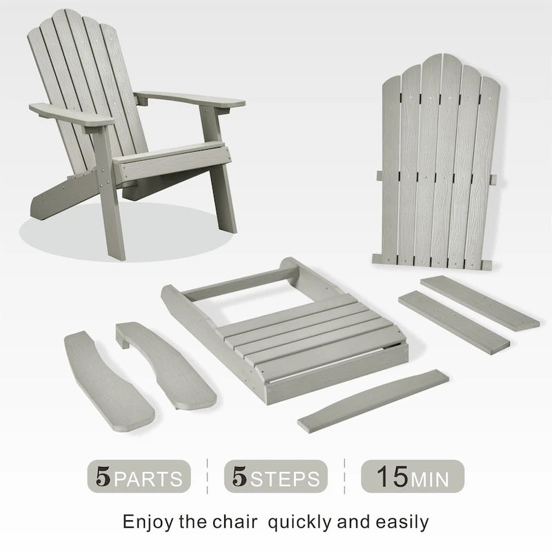 OVIOS Plastic Wood Adirondack Outdoor Patio Chair Set of 2