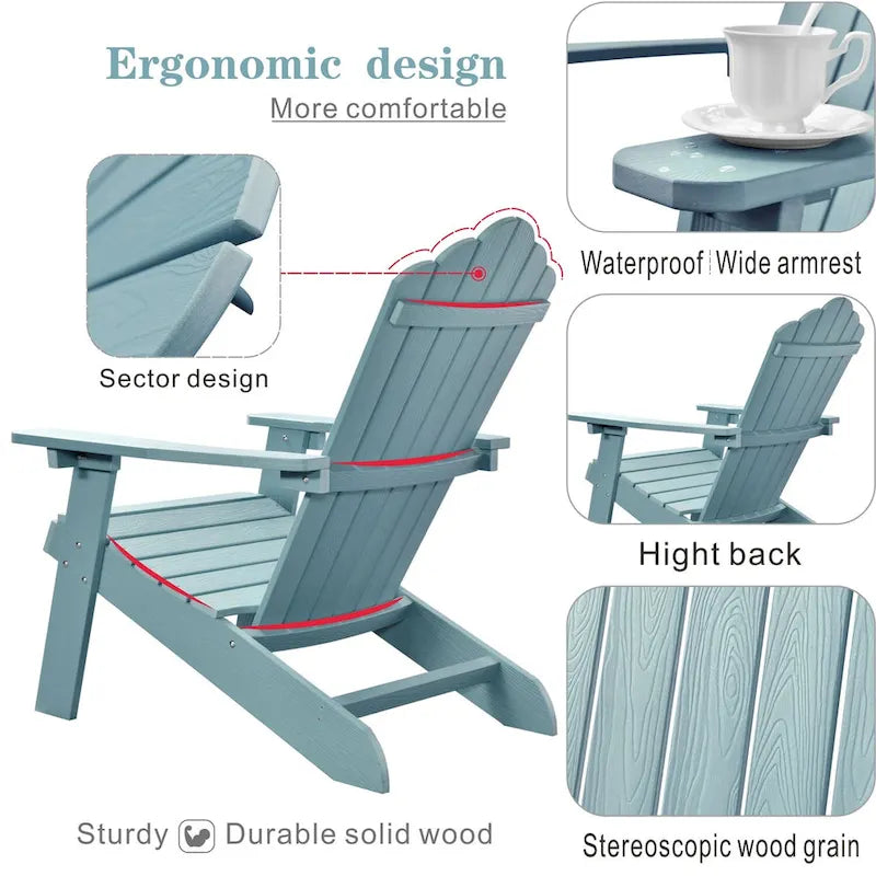 OVIOS Plastic Wood Adirondack Outdoor Patio Chair Set of 2