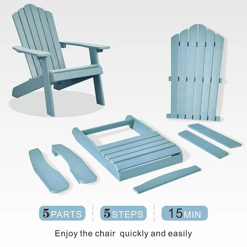 OVIOS Plastic Wood Adirondack Outdoor Patio Chair Set of 2