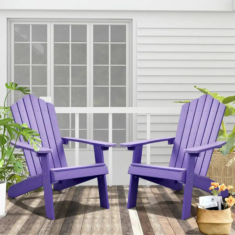 OVIOS Plastic Wood Adirondack Outdoor Patio Chair Set of 2