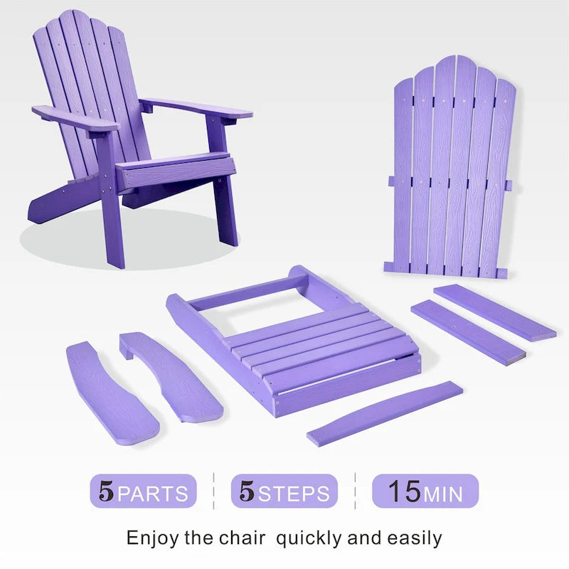 OVIOS Plastic Wood Adirondack Outdoor Patio Chair Set of 2