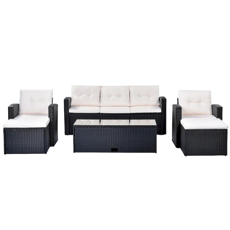 6 piece All-Weather Wicker rattan Patio Outdoor Sectional Set