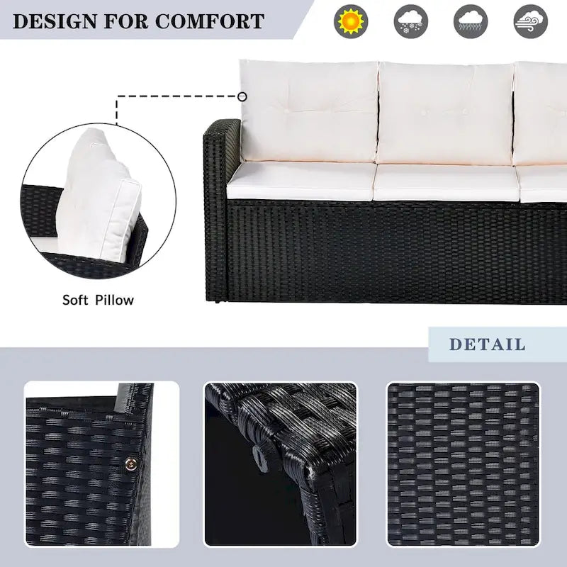 6 piece All-Weather Wicker rattan Patio Outdoor Sectional Set