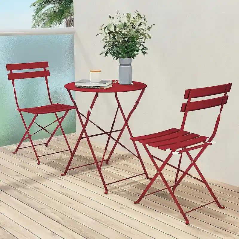 3-Piece Bistro Set Folding Outdoor Furniture Sets with Premium Steel Frame Portable Design for Bistro & Balcony