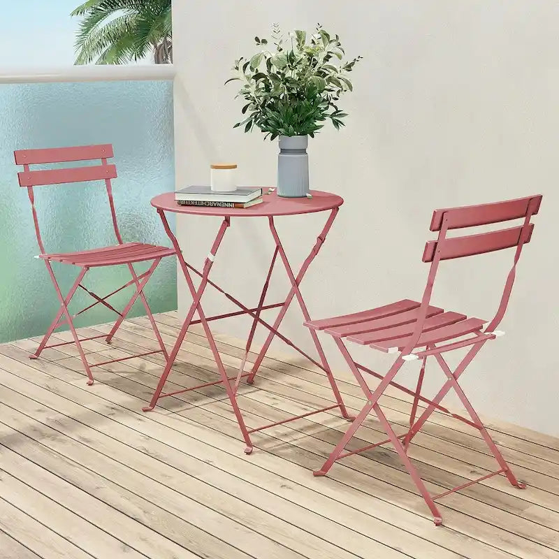 3-Piece Bistro Set Folding Outdoor Furniture Sets with Premium Steel Frame Portable Design for Bistro & Balcony