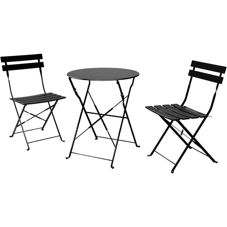 3-Piece Bistro Set Folding Outdoor Furniture Sets with Premium Steel Frame Portable Design for Bistro & Balcony