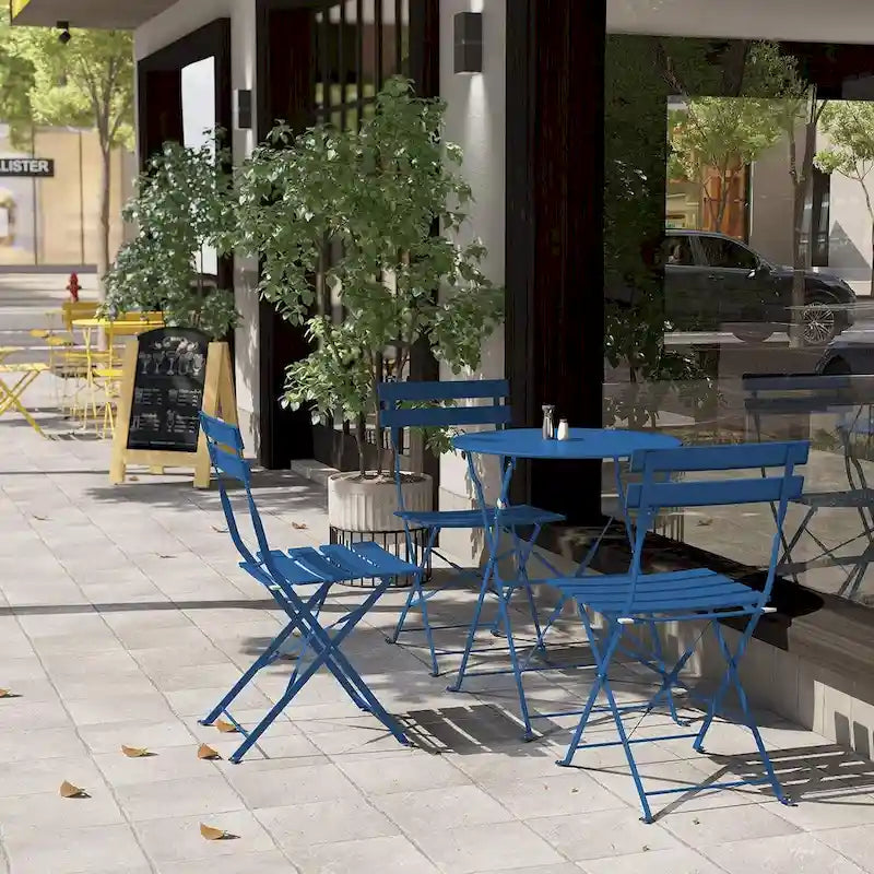3-Piece Bistro Set Folding Outdoor Furniture Sets with Premium Steel Frame Portable Design for Bistro & Balcony