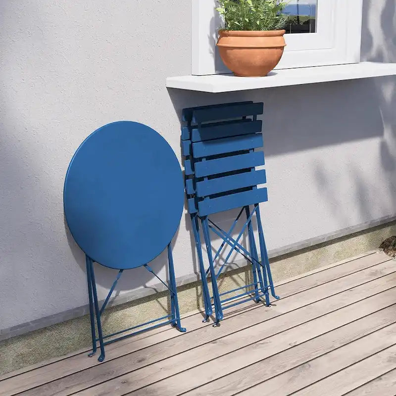3-Piece Bistro Set Folding Outdoor Furniture Sets with Premium Steel Frame Portable Design for Bistro & Balcony