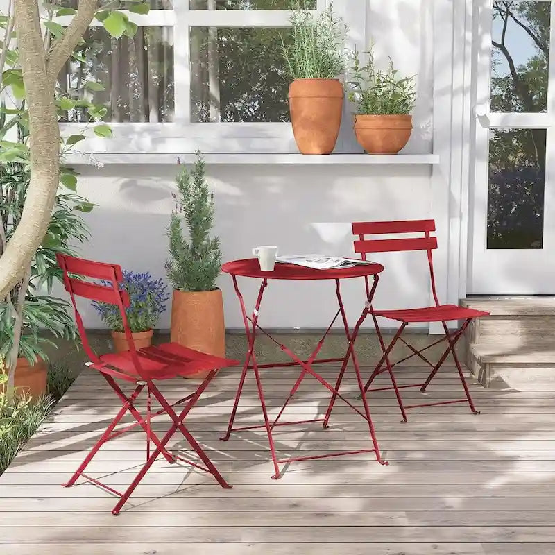 3-Piece Bistro Set Folding Outdoor Furniture Sets with Premium Steel Frame Portable Design for Bistro & Balcony
