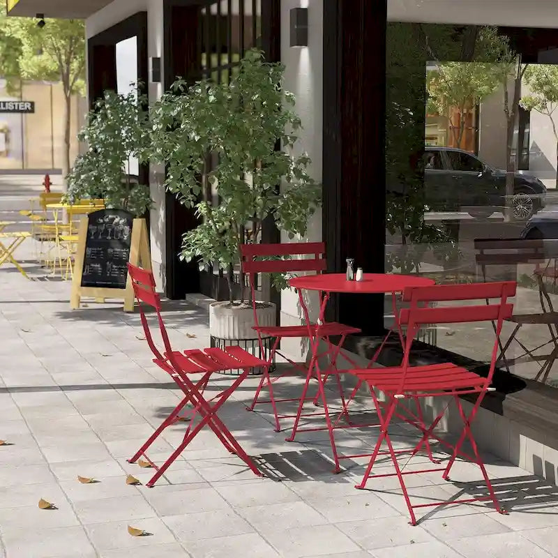 3-Piece Bistro Set Folding Outdoor Furniture Sets with Premium Steel Frame Portable Design for Bistro & Balcony