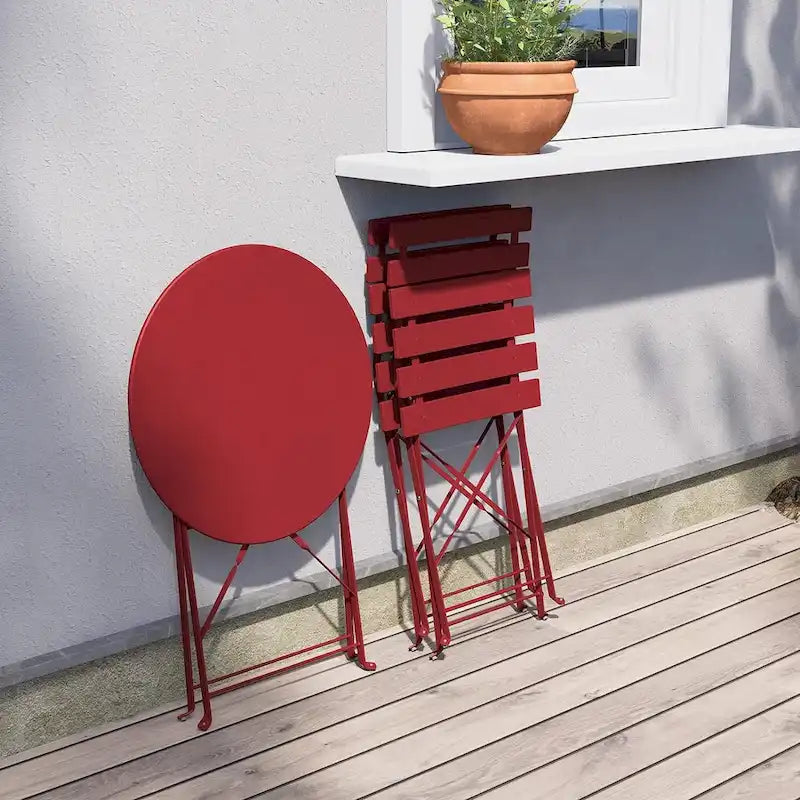 3-Piece Bistro Set Folding Outdoor Furniture Sets with Premium Steel Frame Portable Design for Bistro & Balcony