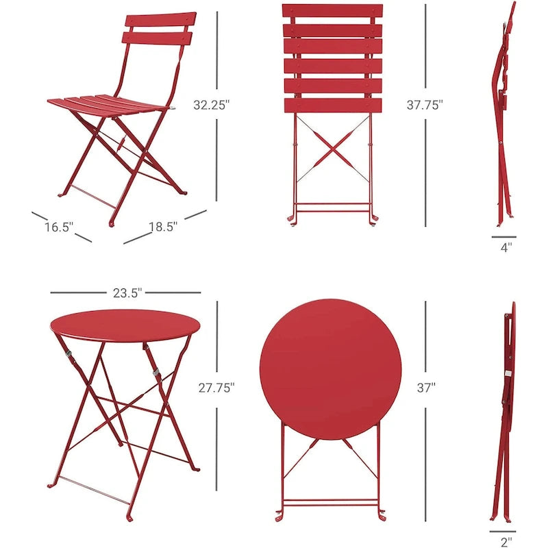 3-Piece Bistro Set Folding Outdoor Furniture Sets with Premium Steel Frame Portable Design for Bistro & Balcony