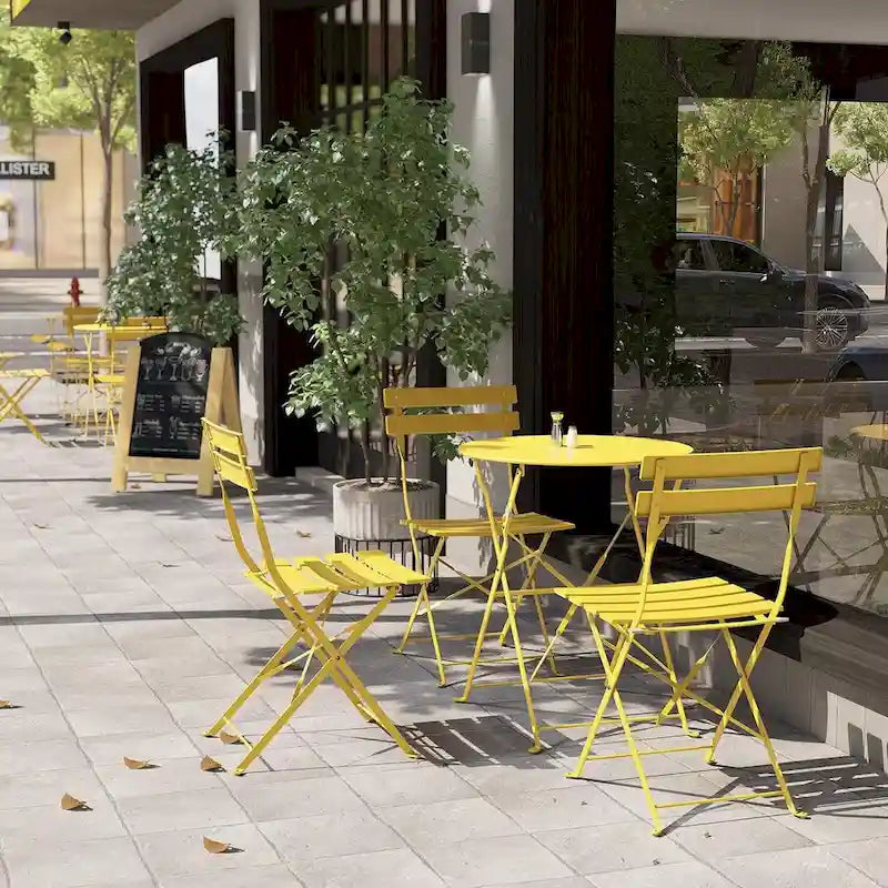 3-Piece Bistro Set Folding Outdoor Furniture Sets with Premium Steel Frame Portable Design for Bistro & Balcony