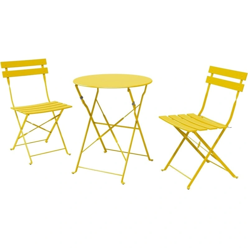 3-Piece Bistro Set Folding Outdoor Furniture Sets with Premium Steel Frame Portable Design for Bistro & Balcony