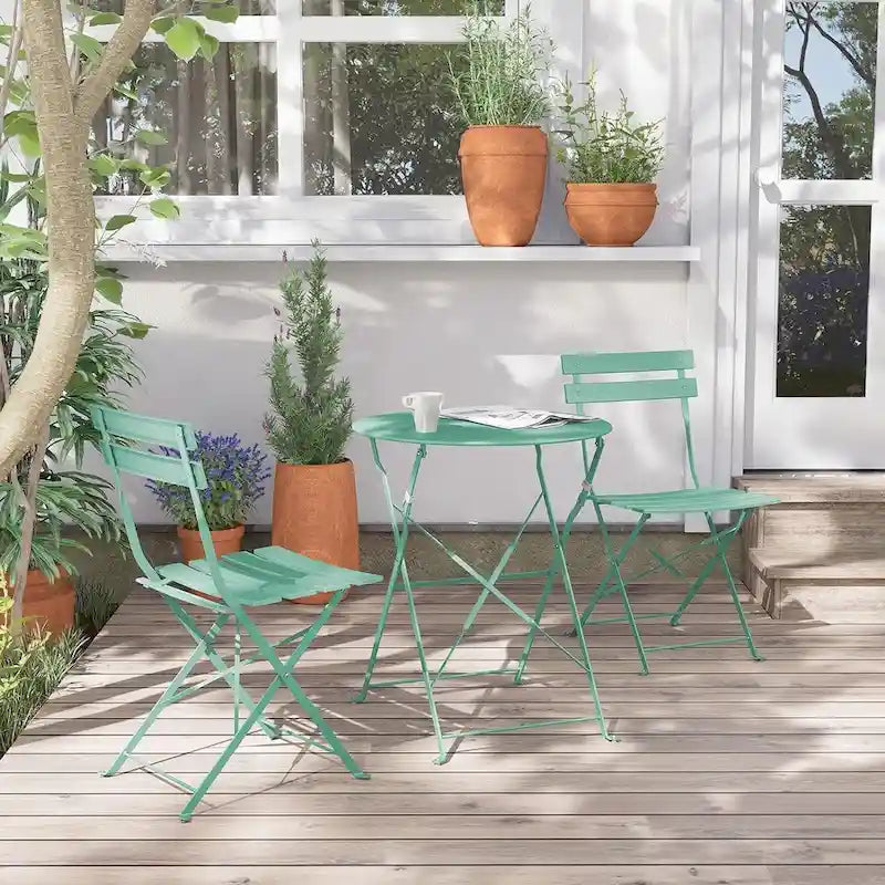 3-Piece Bistro Set Folding Outdoor Furniture Sets with Premium Steel Frame Portable Design for Bistro & Balcony