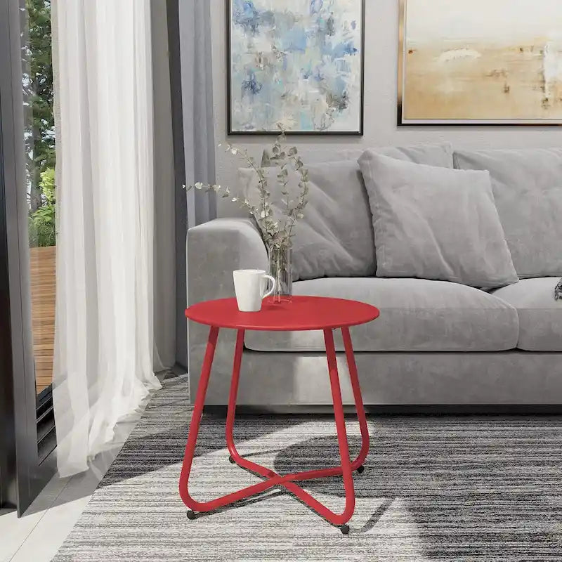 Round Steel Outdoor Side Table