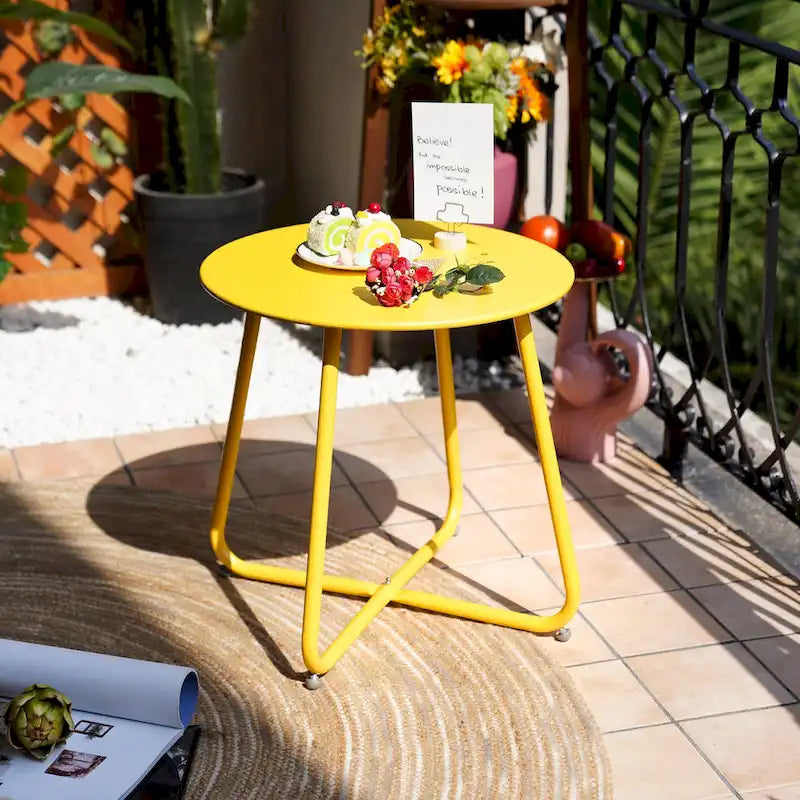 Round Steel Outdoor Side Table