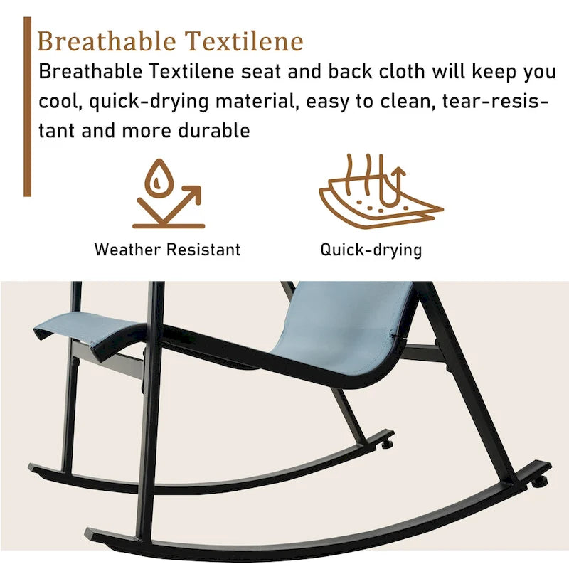 Single Iron Frame Removable Teslin Rocking Chair