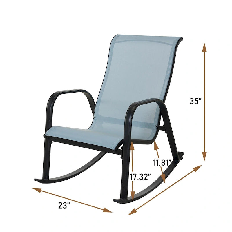 Single Iron Frame Removable Teslin Rocking Chair