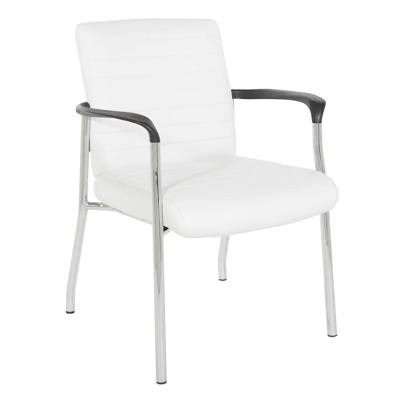 Faux Leather Guest Chair with Chrome Frame – Black / White / Charcoal, Single Seat
