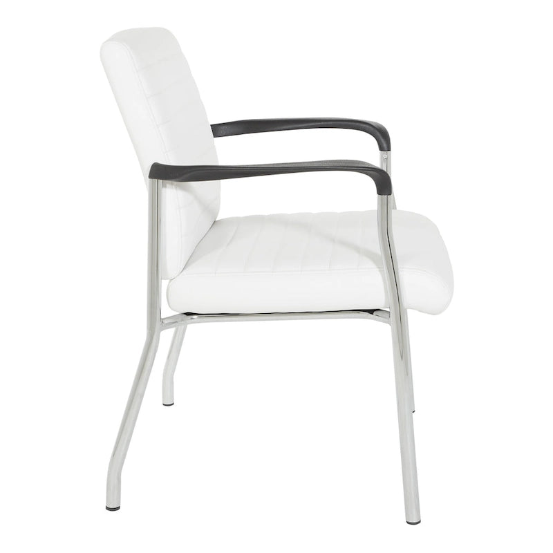 Faux Leather Guest Chair with Chrome Frame – Black / White / Charcoal, Single Seat