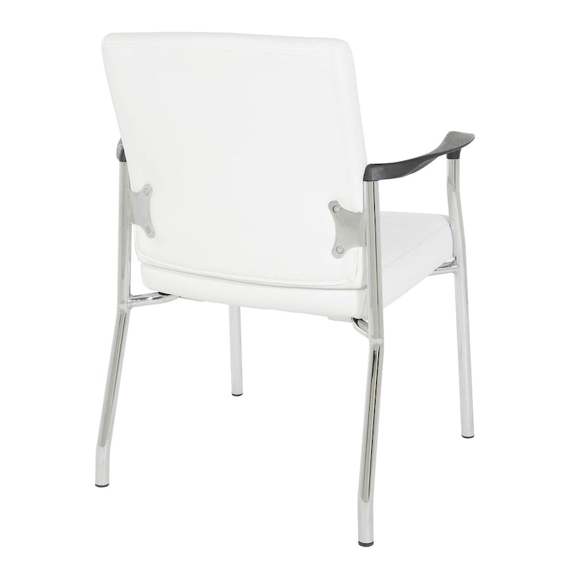 Faux Leather Guest Chair with Chrome Frame – Black / White / Charcoal, Single Seat
