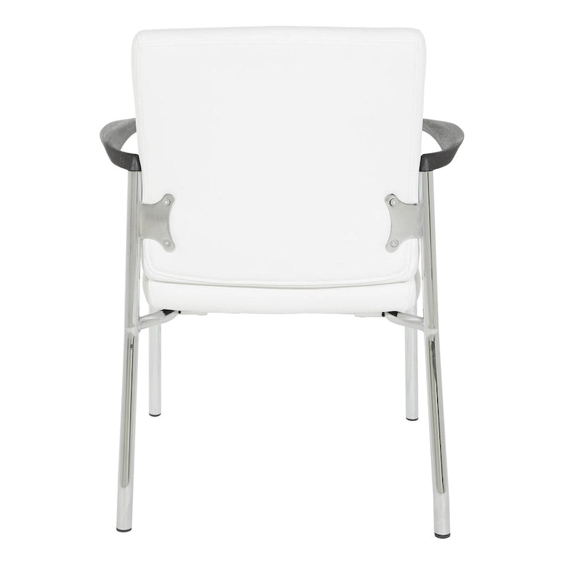 Faux Leather Guest Chair with Chrome Frame – Black / White / Charcoal, Single Seat