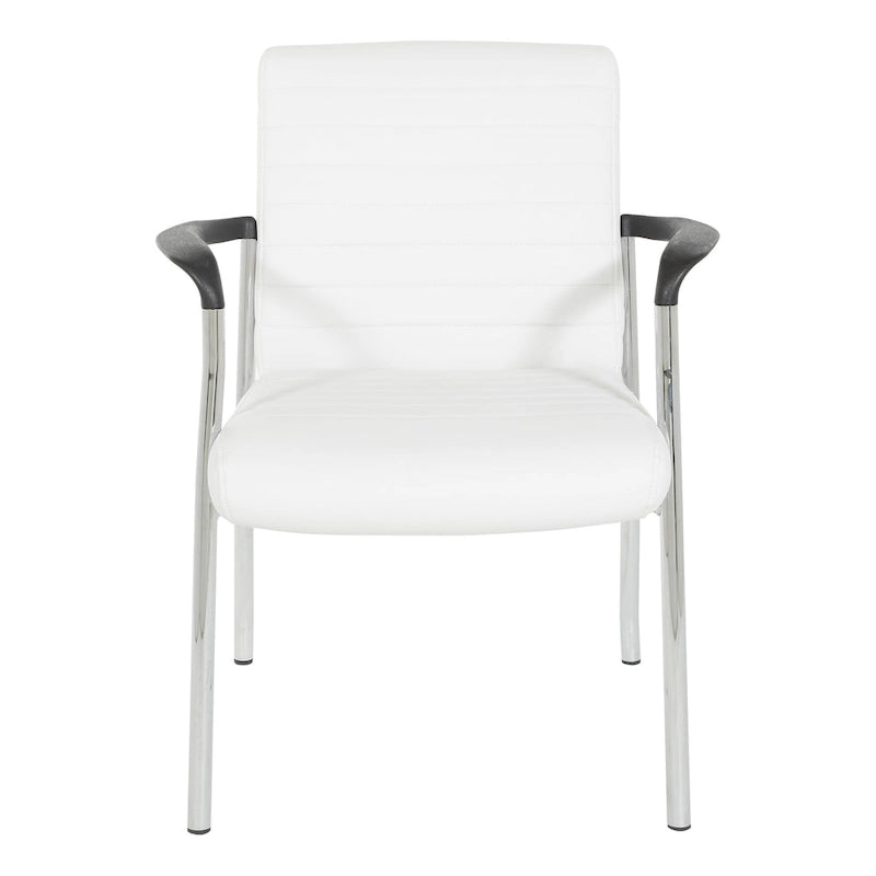 Faux Leather Guest Chair with Chrome Frame – Black / White / Charcoal, Single Seat