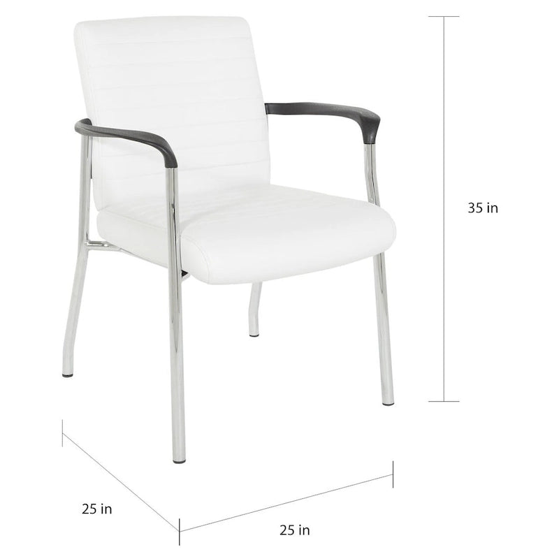 Faux Leather Guest Chair with Chrome Frame – Black / White / Charcoal, Single Seat