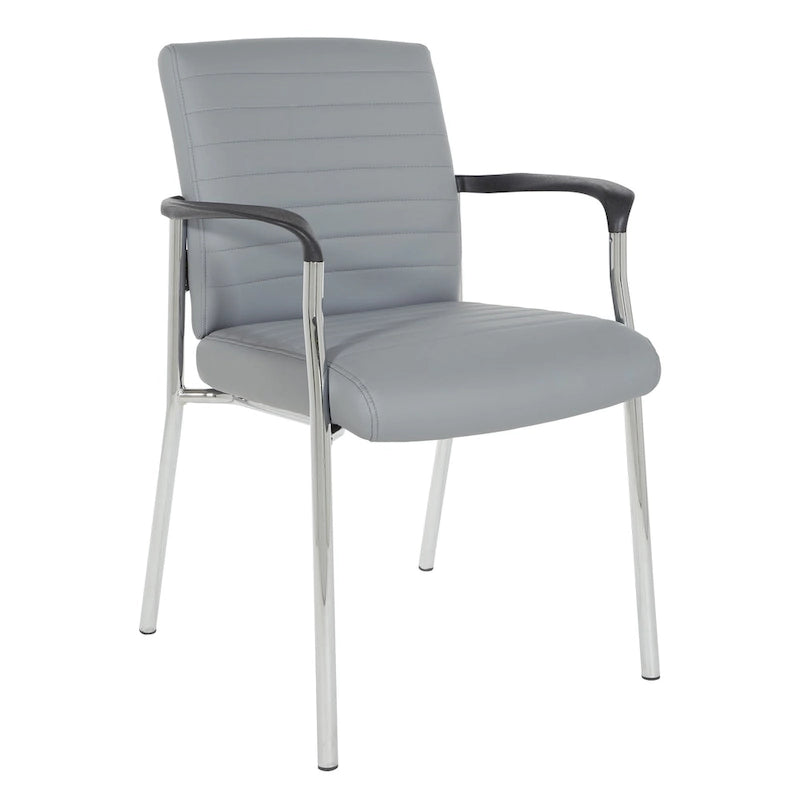 Faux Leather Guest Chair with Chrome Frame – Black / White / Charcoal, Single Seat