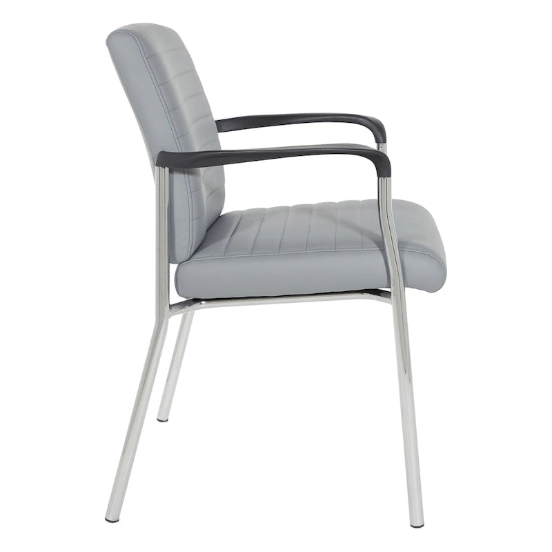 Faux Leather Guest Chair with Chrome Frame – Black / White / Charcoal, Single Seat