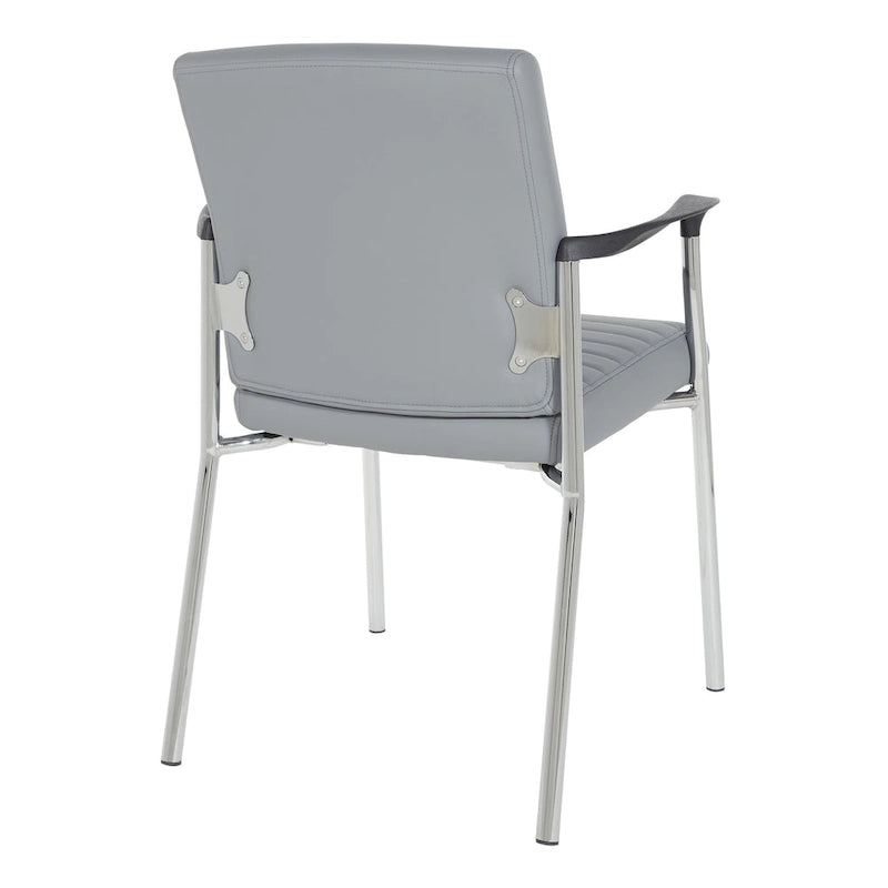 Faux Leather Guest Chair with Chrome Frame – Black / White / Charcoal, Single Seat