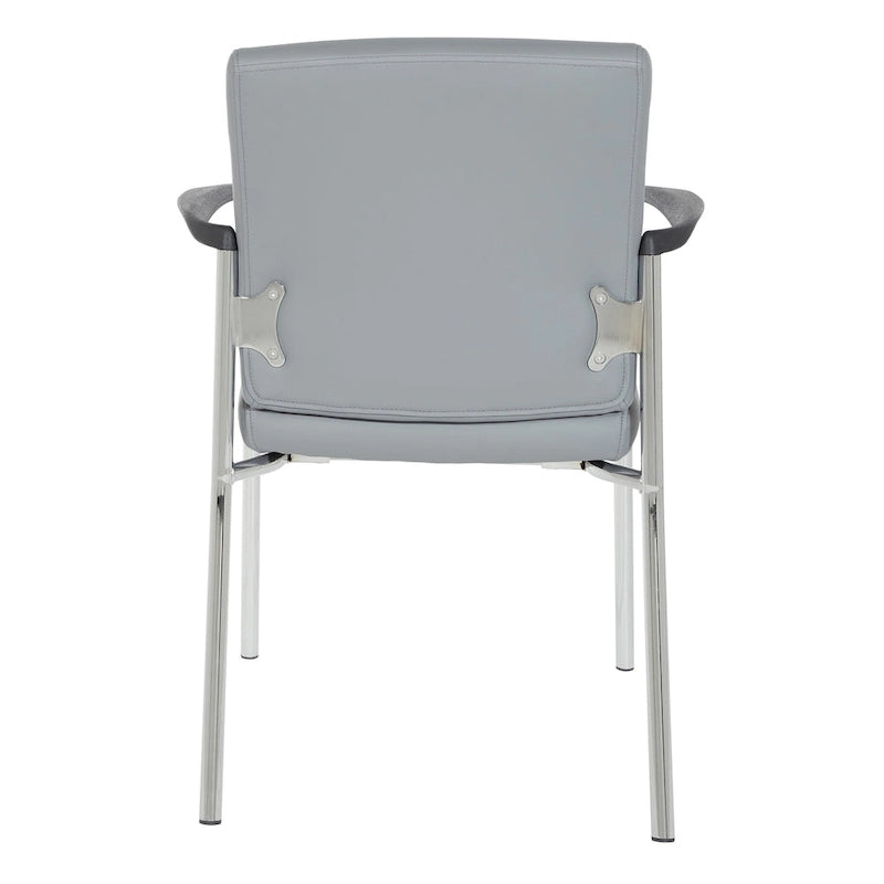 Faux Leather Guest Chair with Chrome Frame – Black / White / Charcoal, Single Seat