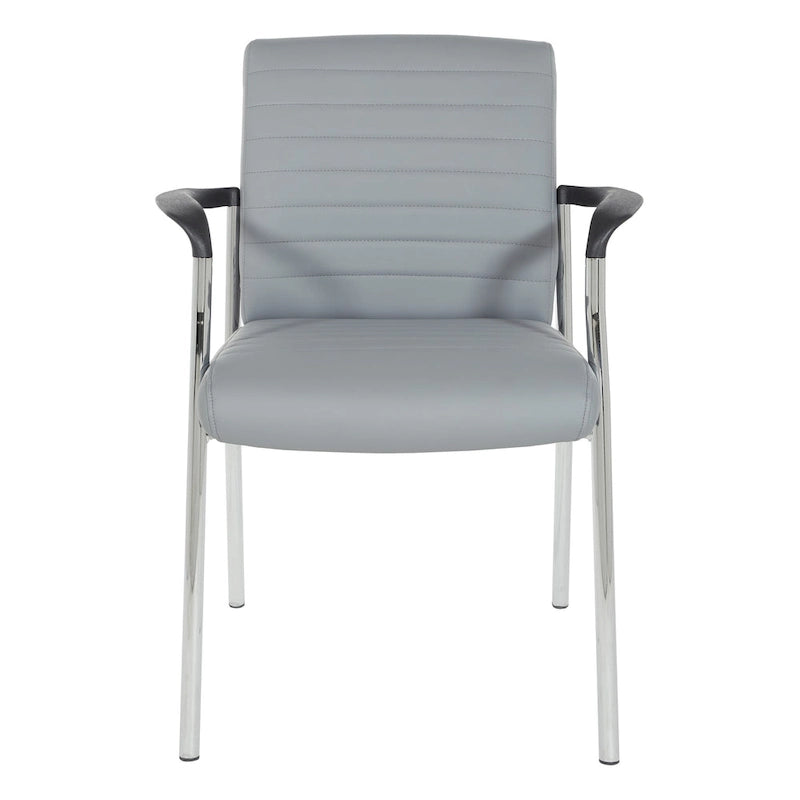 Faux Leather Guest Chair with Chrome Frame – Black / White / Charcoal, Single Seat