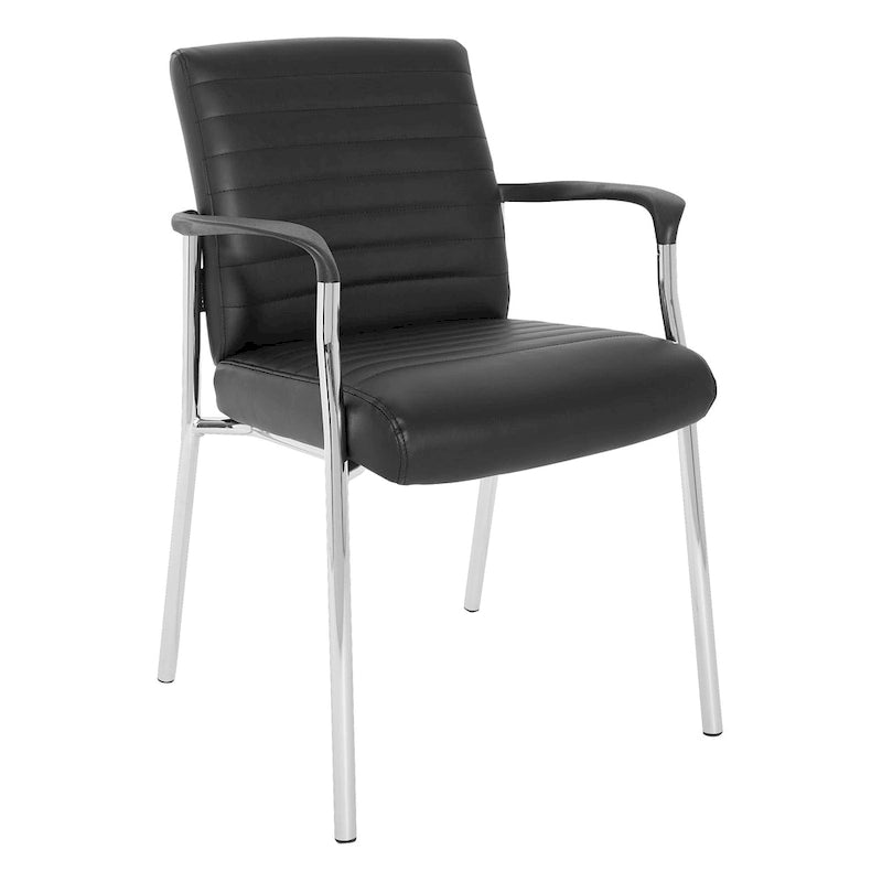 Faux Leather Guest Chair with Chrome Frame – Black / White / Charcoal, Single Seat