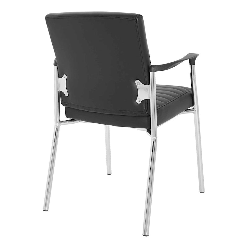 Faux Leather Guest Chair with Chrome Frame – Black / White / Charcoal, Single Seat