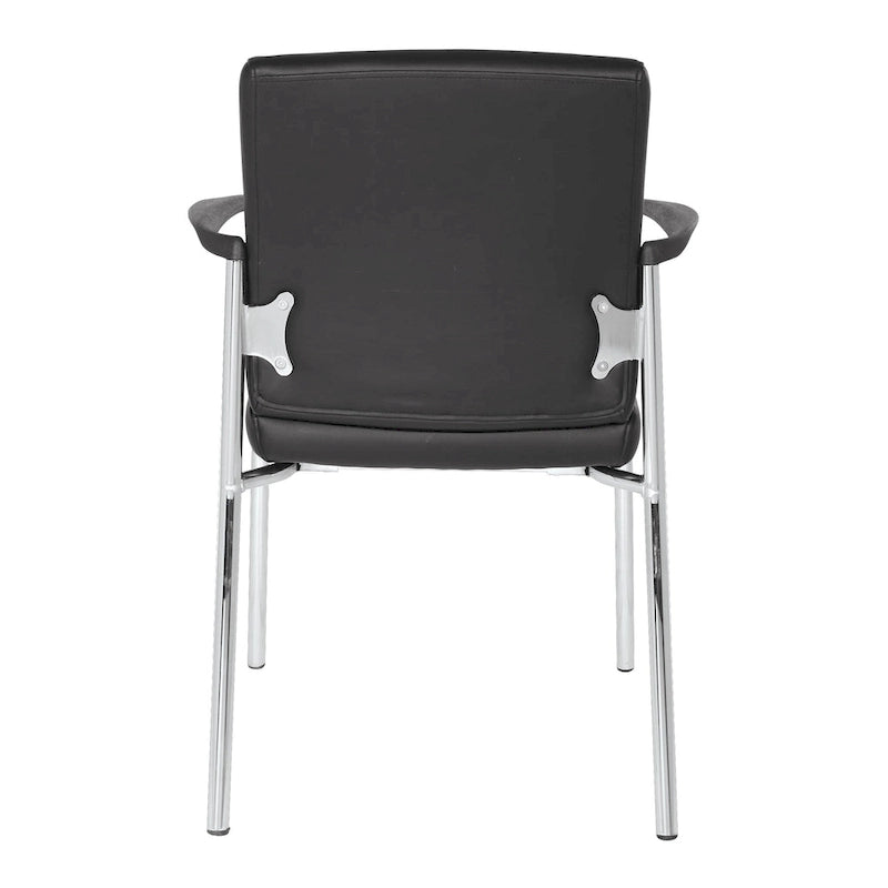 Faux Leather Guest Chair with Chrome Frame – Black / White / Charcoal, Single Seat