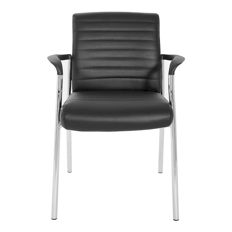 Faux Leather Guest Chair with Chrome Frame – Black / White / Charcoal, Single Seat