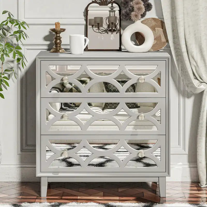 Mirror Front Nightstand with Drawer – 2-Drawer / 3-Drawer