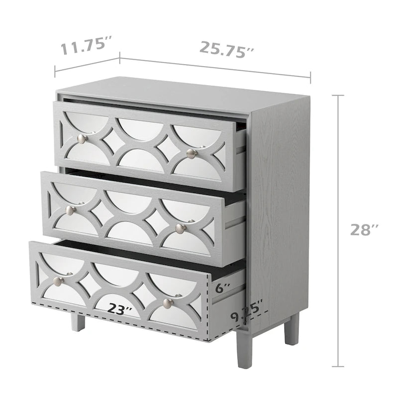 Mirror Front Nightstand with Drawer – 2-Drawer / 3-Drawer