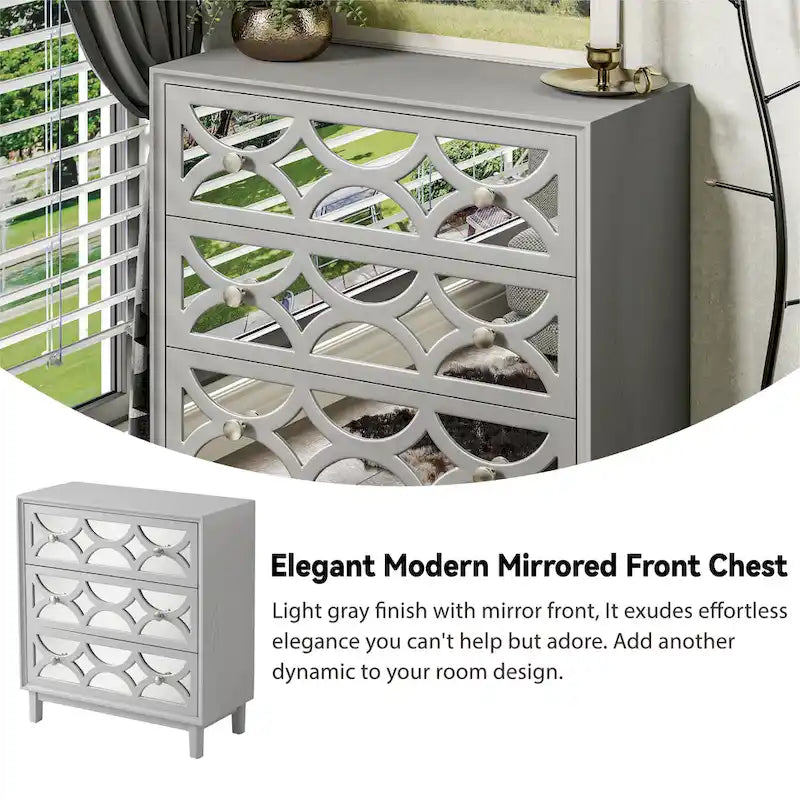 Mirror Front Nightstand with Drawer – 2-Drawer / 3-Drawer