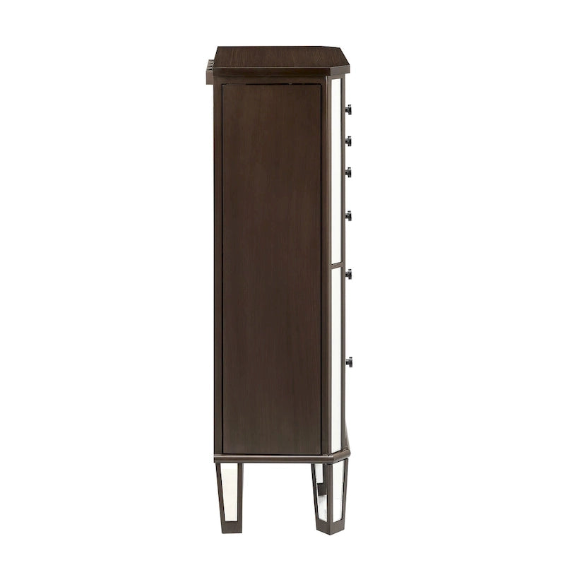 Mirrored Jewelry Armoire with 6 Drawers – Dark Espresso