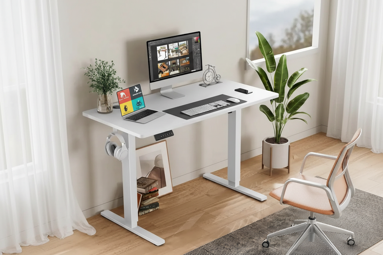 Electric Height Adjustable Standing Desk – Yellow / Black / White / Brown, 4 Sizes