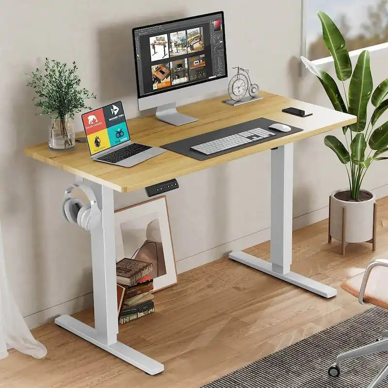 Electric Height Adjustable Standing Desk – Yellow / Black / White / Brown, 4 Sizes