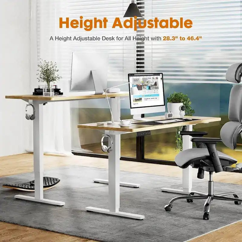 Electric Height Adjustable Standing Desk – Yellow / Black / White / Brown, 4 Sizes