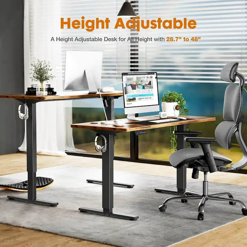 Electric Height Adjustable Standing Desk – Yellow / Black / White / Brown, 4 Sizes