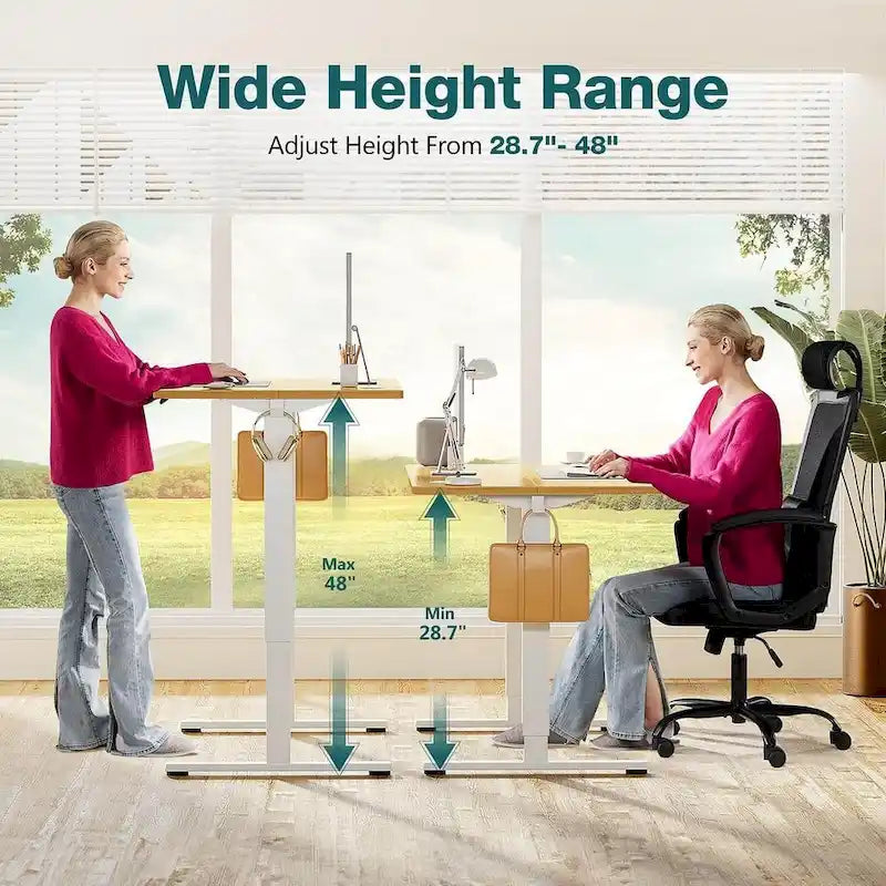 Electric Height Adjustable Standing Desk – Yellow / Black / White / Brown, 4 Sizes