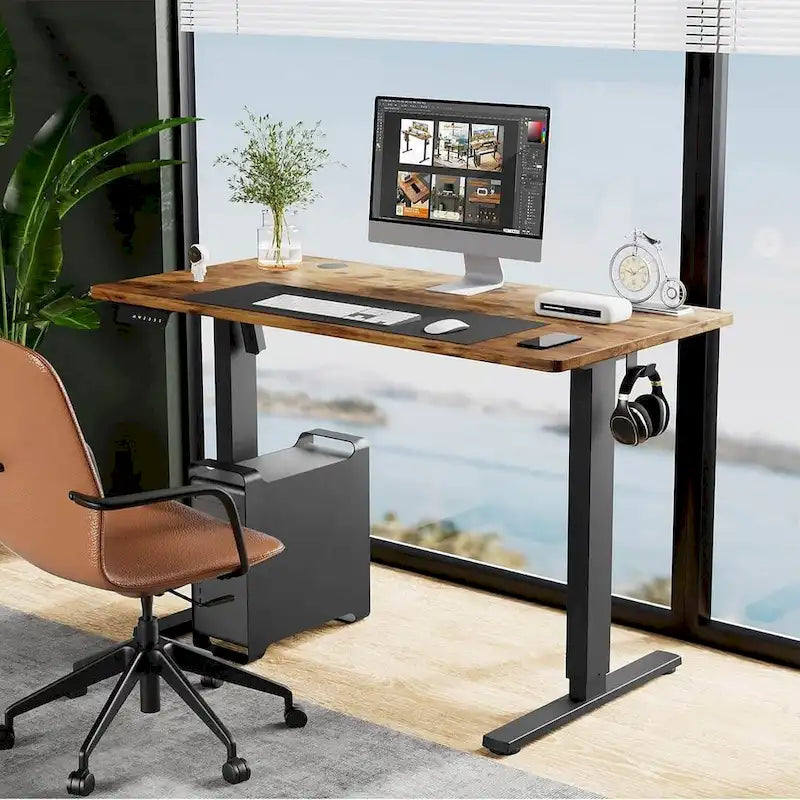 Electric Height Adjustable Standing Desk – Yellow / Black / White / Brown, 4 Sizes