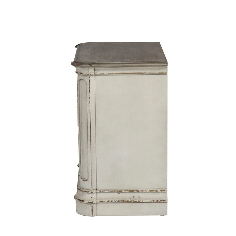 2-Drawer Oak Nightstand – Antique White / Weathered Bisque