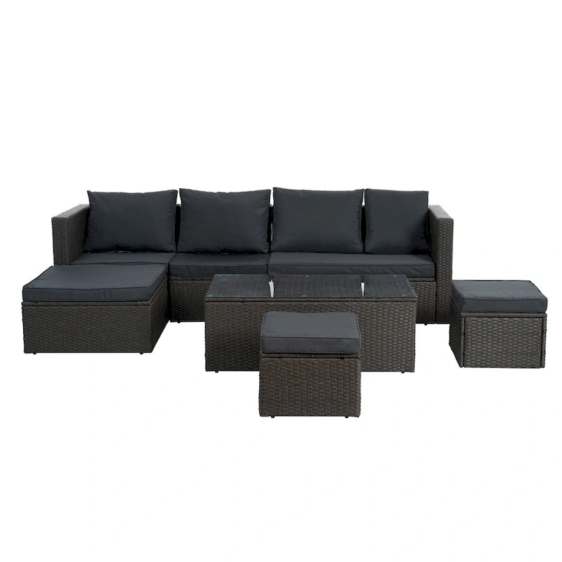 Seasonal PE Outdoor Wicker Furniture,7 PCS Set